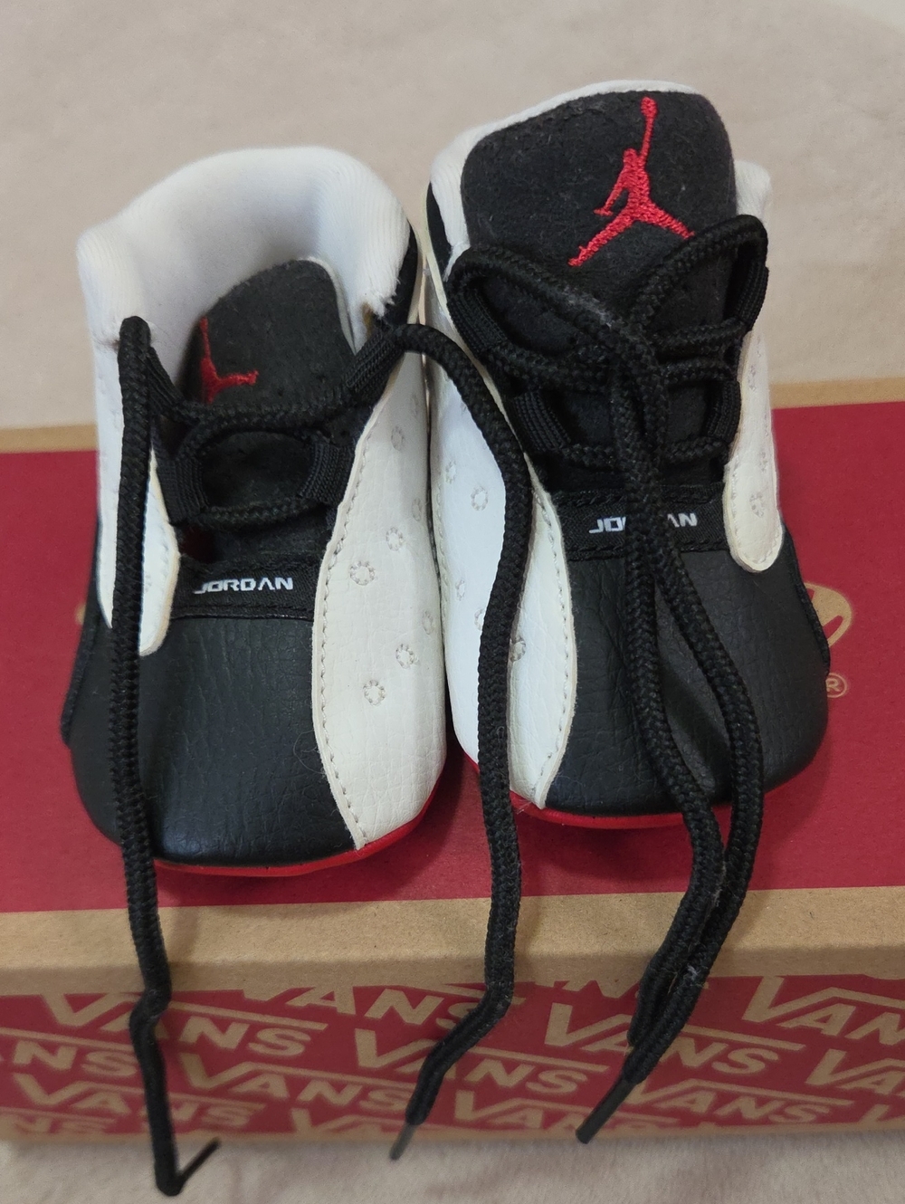 Jordan Baby Black, White & Red Soft-Soled Walker Shoes